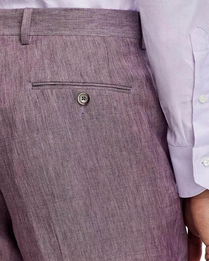 Robert Graham Mens Delave Slim Fit Linen Suit Dress Pants Size 34 Purple