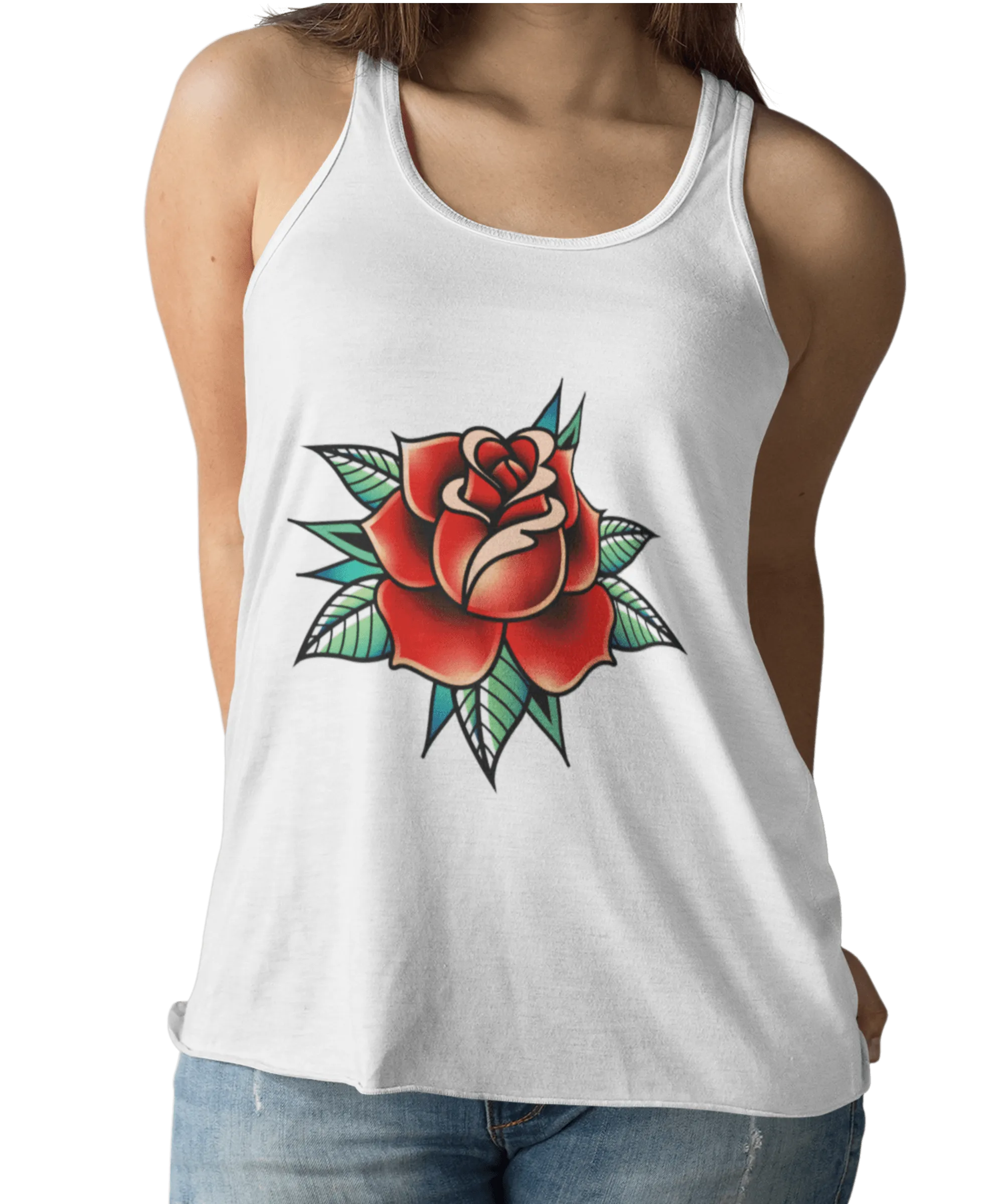 Rose Tattoo Design Adult Womens Vest Top