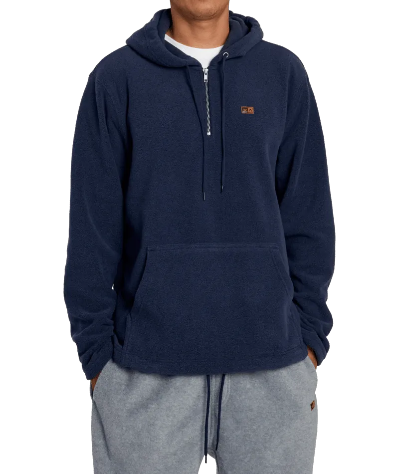 RVCA Yukon Quarter Zip Pullover Hoodie Blue Heather