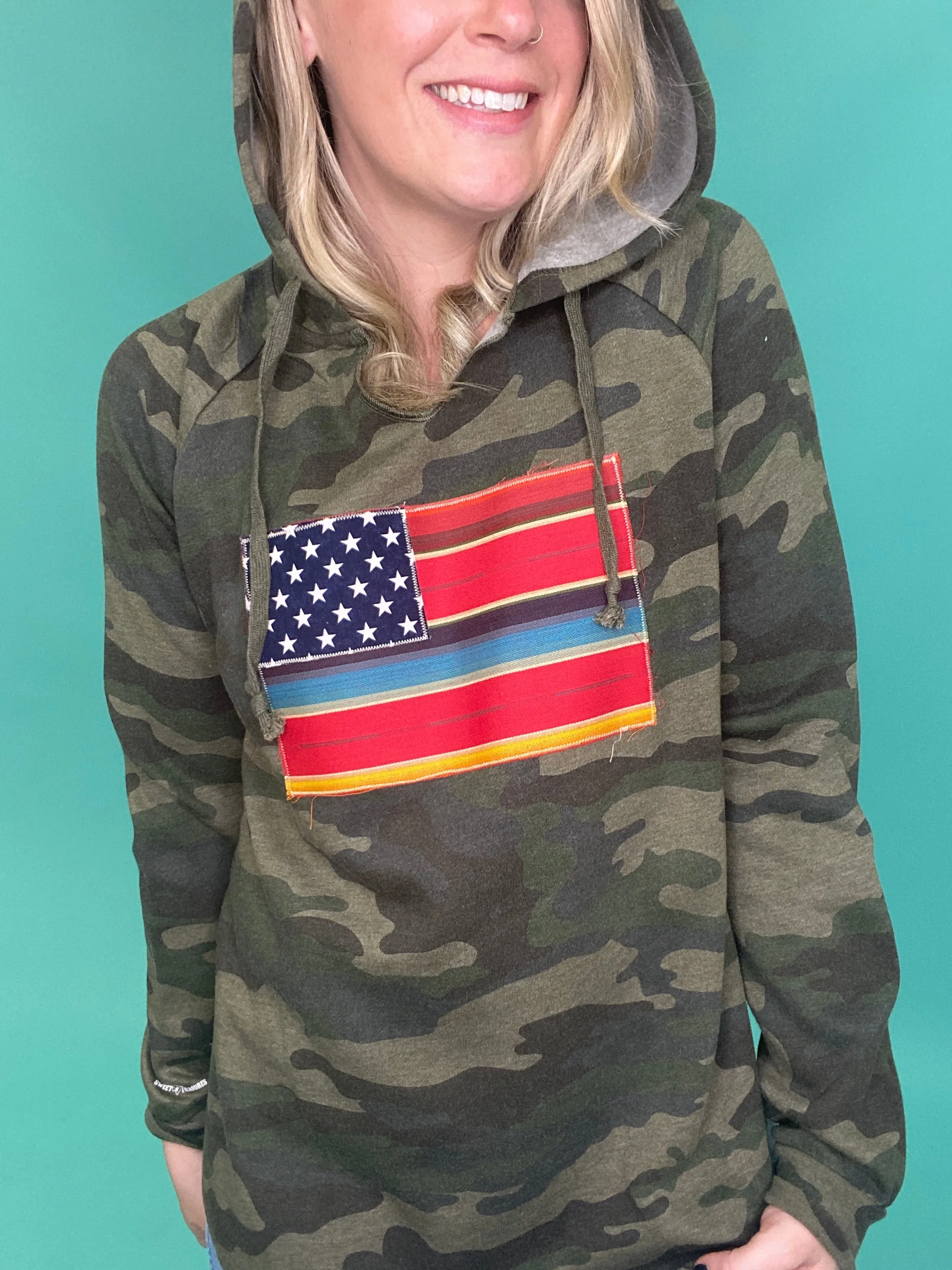 Salsa Serape Flag V-Neck Hoodie [Premium Camo]