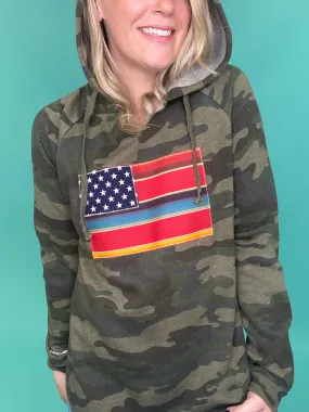 Salsa Serape Flag V-Neck Hoodie [Premium Camo]