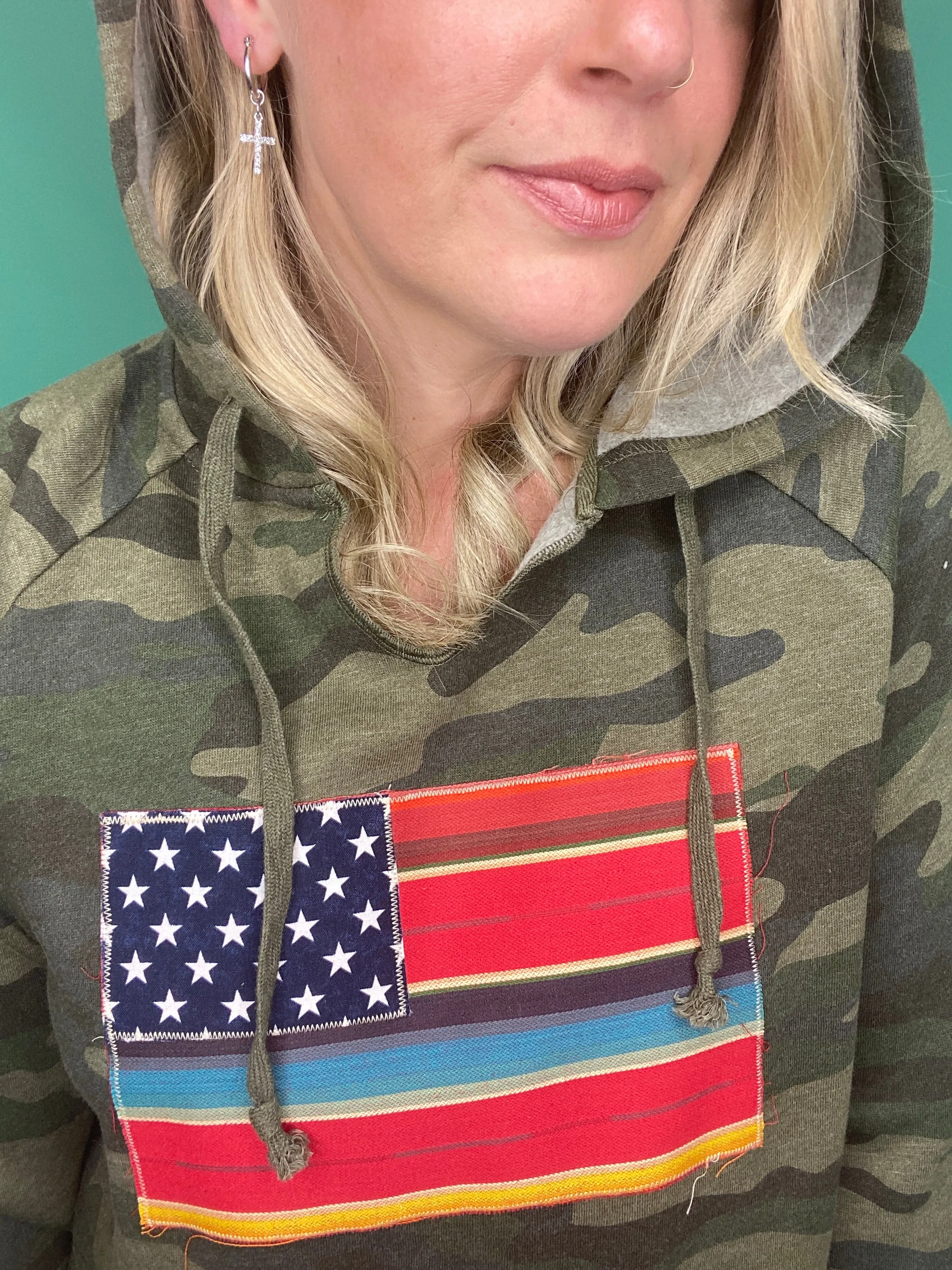 Salsa Serape Flag V-Neck Hoodie [Premium Camo]
