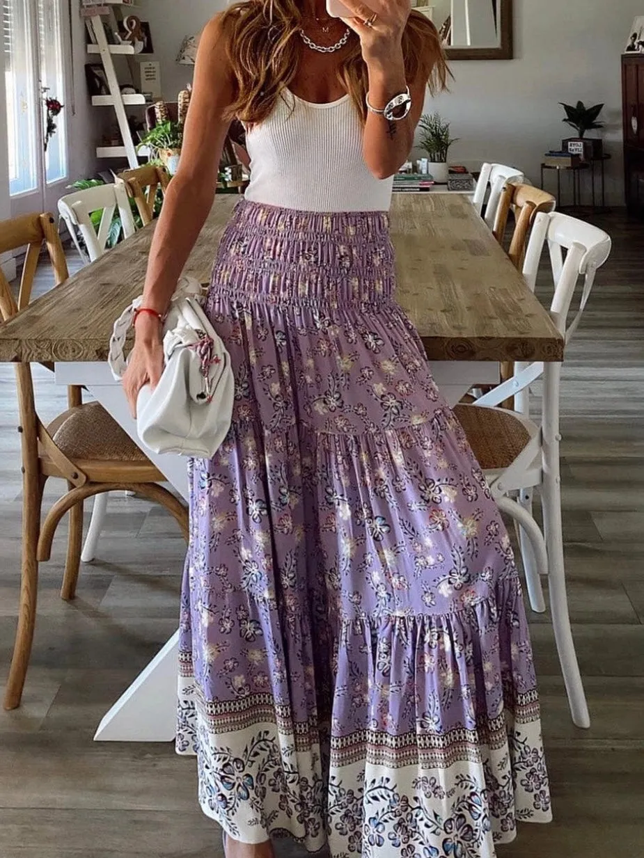 Sandy Purple Boho Maxi Skirt