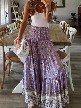Sandy Purple Boho Maxi Skirt