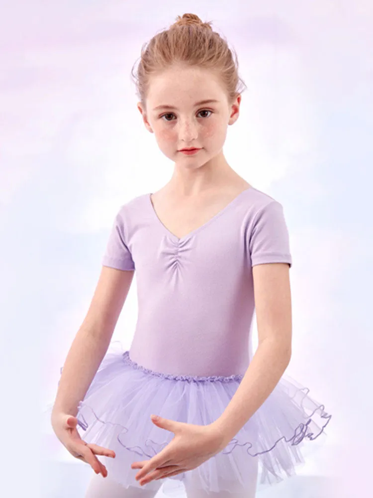 Short Sleeved Practice Dress Performance Clothing Summer Ballet Fluffy Skirt