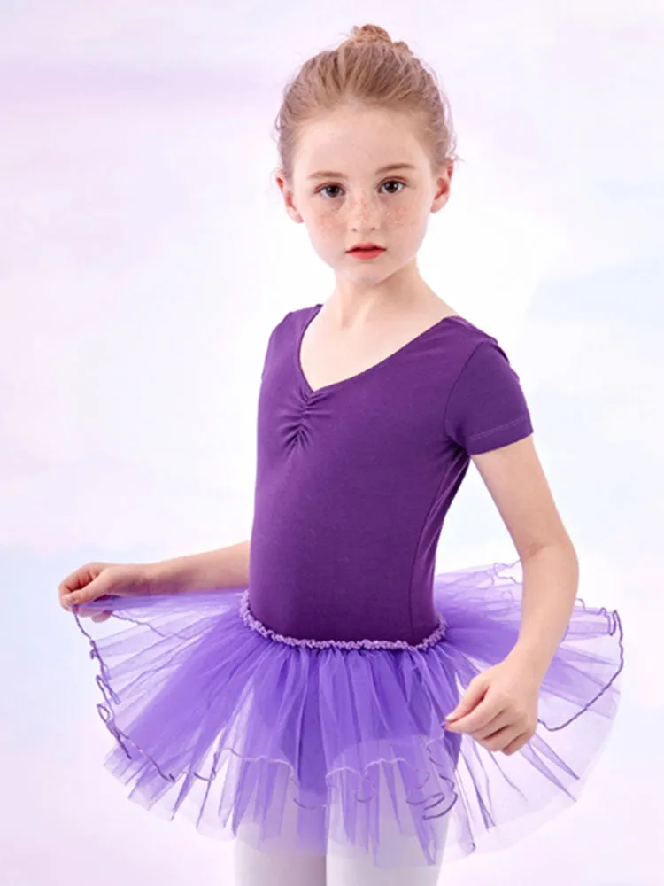 Short Sleeved Practice Dress Performance Clothing Summer Ballet Fluffy Skirt