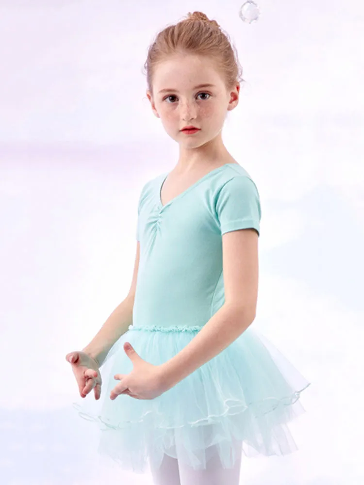 Short Sleeved Practice Dress Performance Clothing Summer Ballet Fluffy Skirt