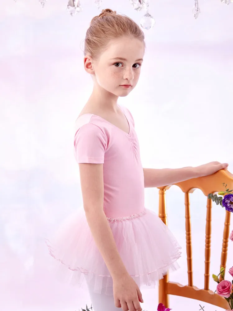 Short Sleeved Practice Dress Performance Clothing Summer Ballet Fluffy Skirt