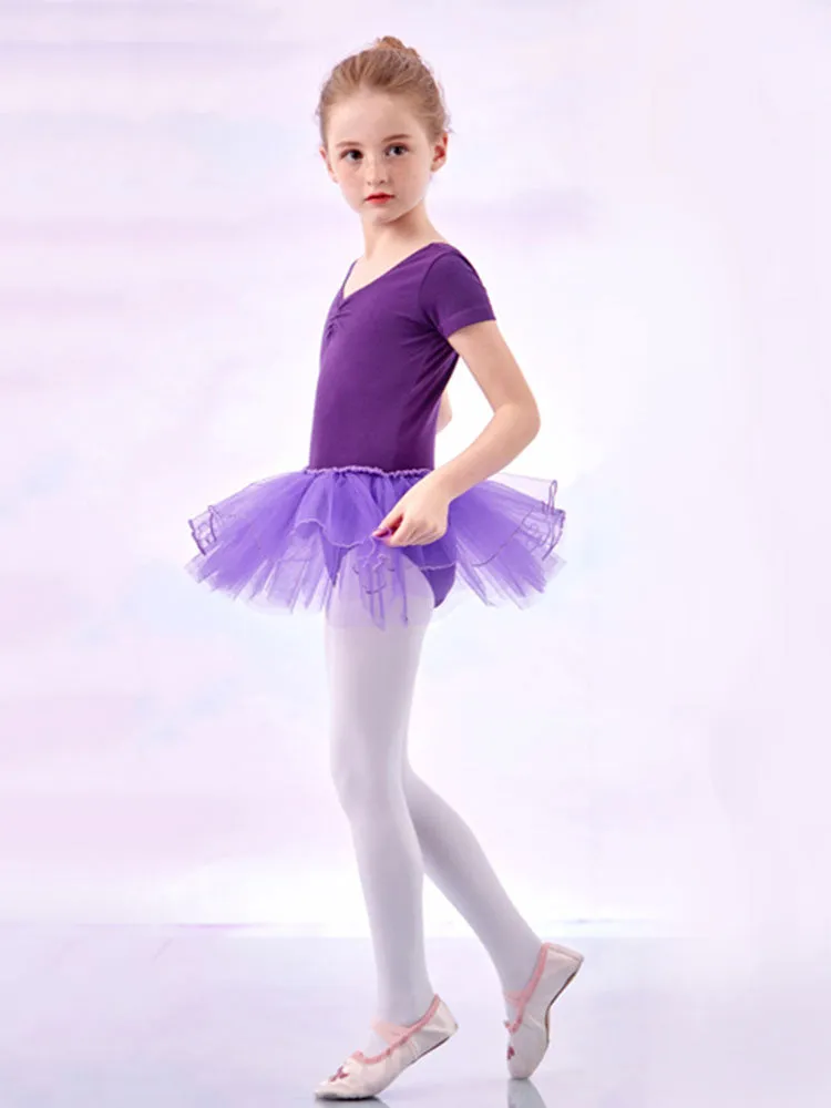 Short Sleeved Practice Dress Performance Clothing Summer Ballet Fluffy Skirt