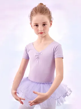 Short Sleeved Practice Dress Performance Clothing Summer Ballet Fluffy Skirt