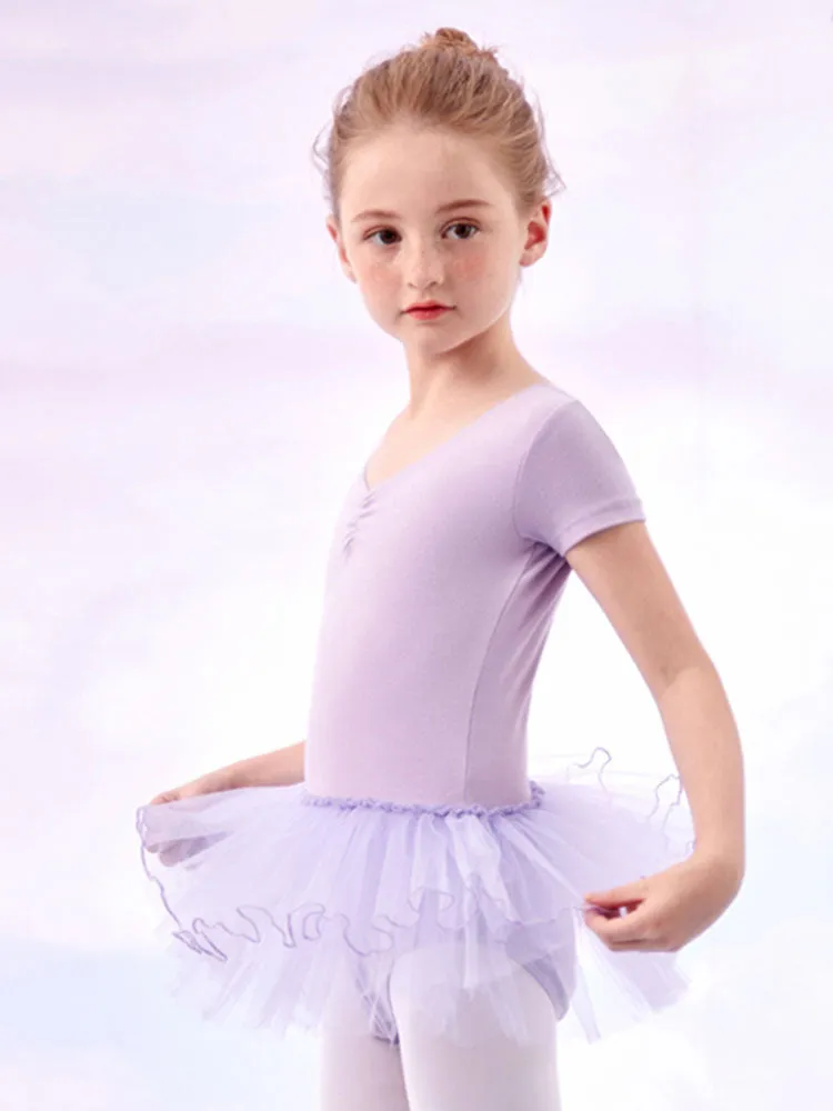 Short Sleeved Practice Dress Performance Clothing Summer Ballet Fluffy Skirt