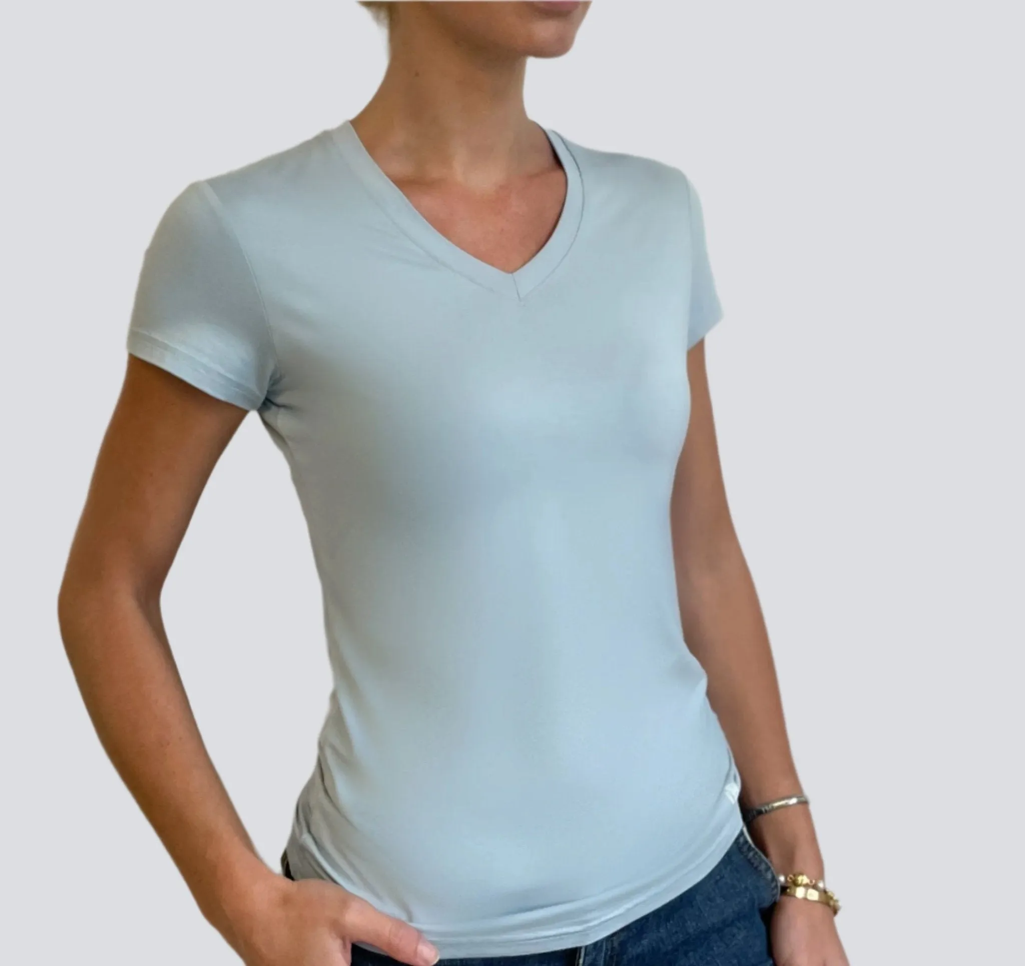 SOFTEE Women's Bamboo V Neck T-shirt
