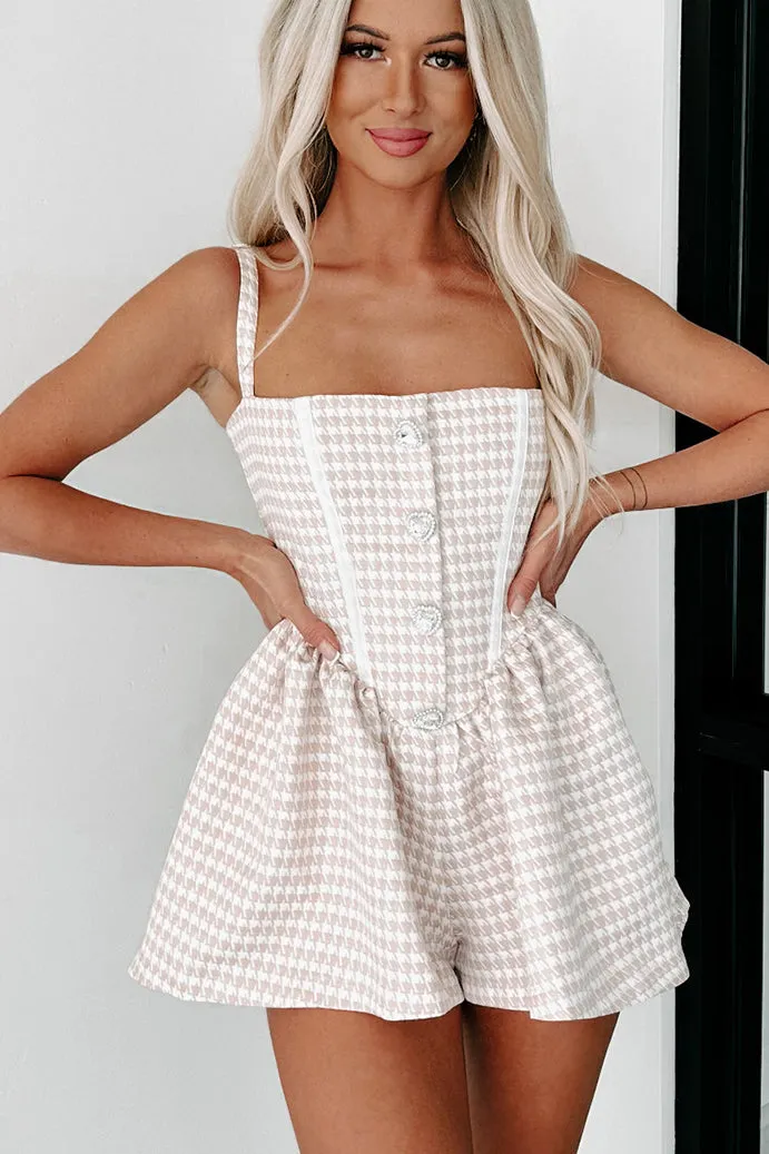 Solving Mysteries Houndstooth Two-Piece Romper Set (Nude)