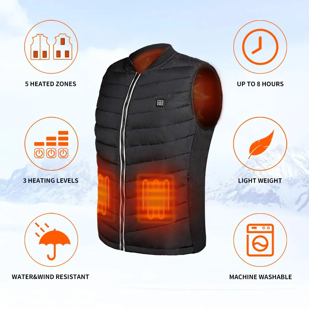 Srivb Heated Vest, USB Charging Heating Vest for Men Women Washable Body Warmer with Battery Pack Included for Outdoor Hunting Hiking Camping Motorcycle Skiing (Small)