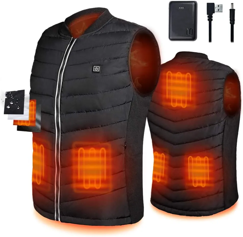 Srivb Heated Vest, USB Charging Heating Vest for Men Women Washable Body Warmer with Battery Pack Included for Outdoor Hunting Hiking Camping Motorcycle Skiing (Small)