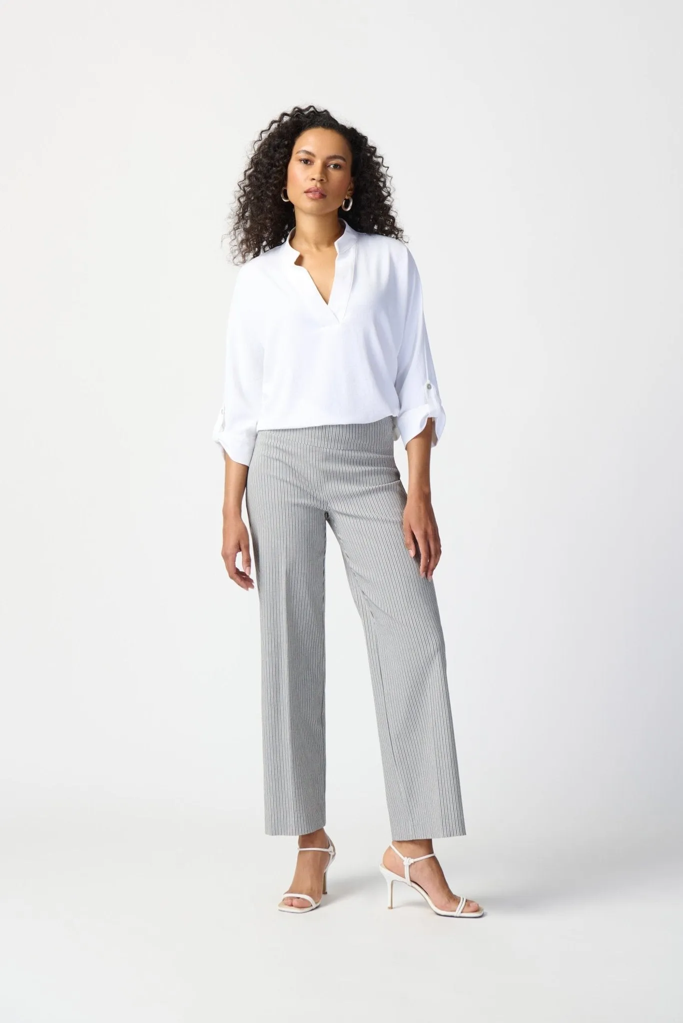 Striped Millennium Wide-Leg Pants Style 241197 | White/Black