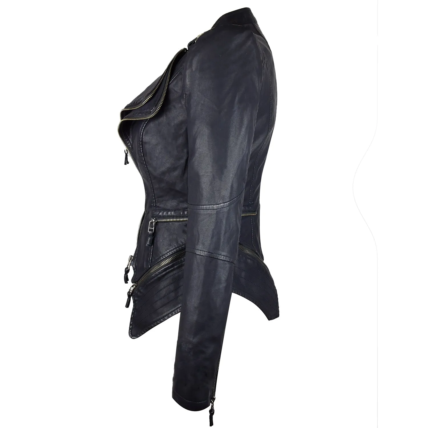 Studded Double Lapels Faux Leather Biker Jacket