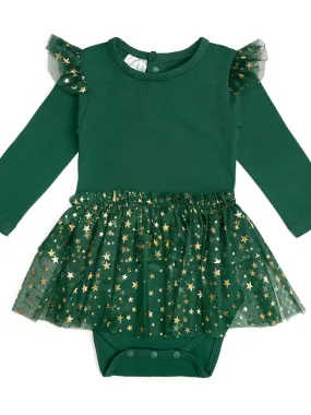 SWE Emerald Shimmer Long Sleeve Tutu Bodysuit