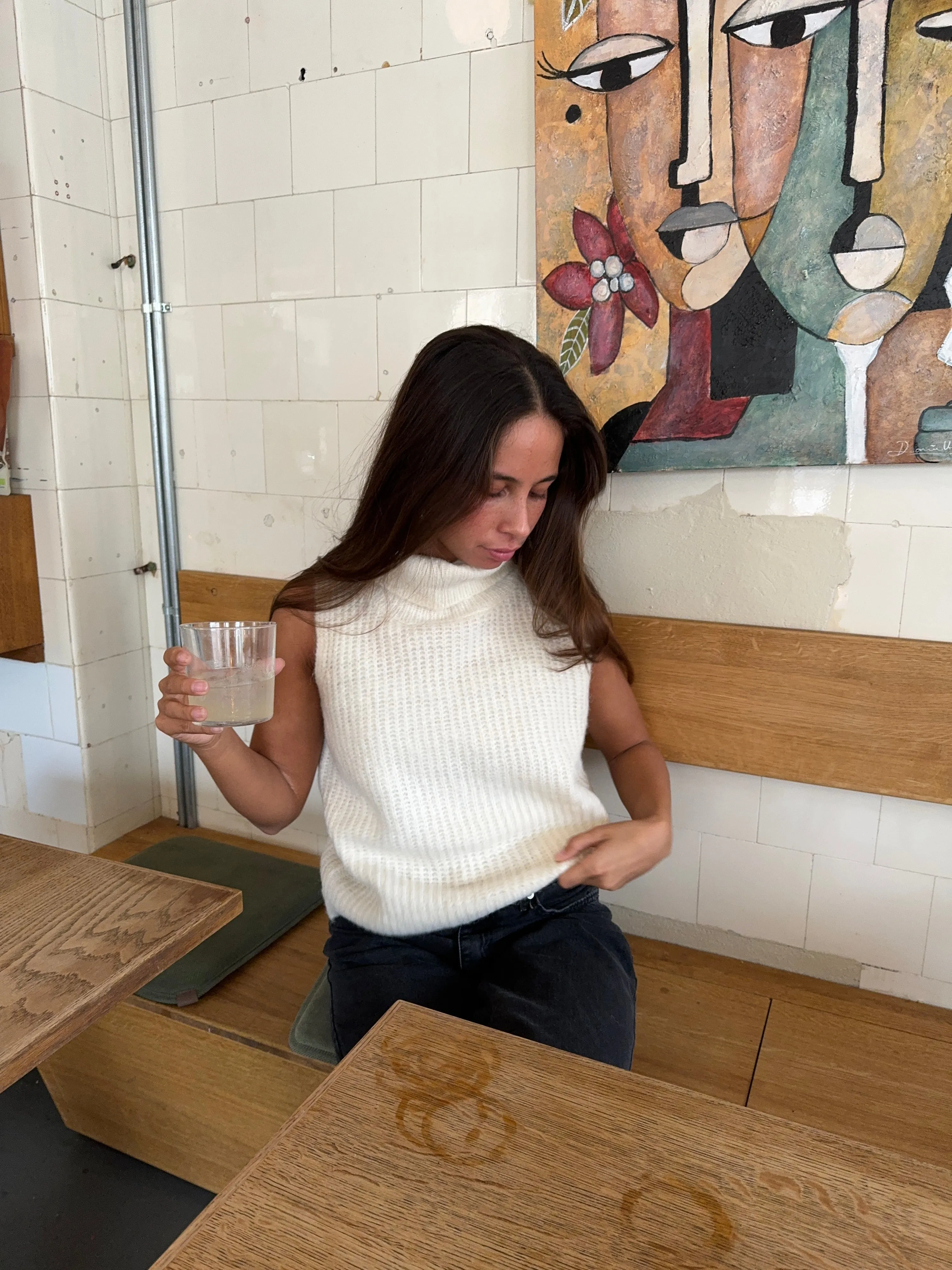 Thalia knitted turtleneck vest - Off-white