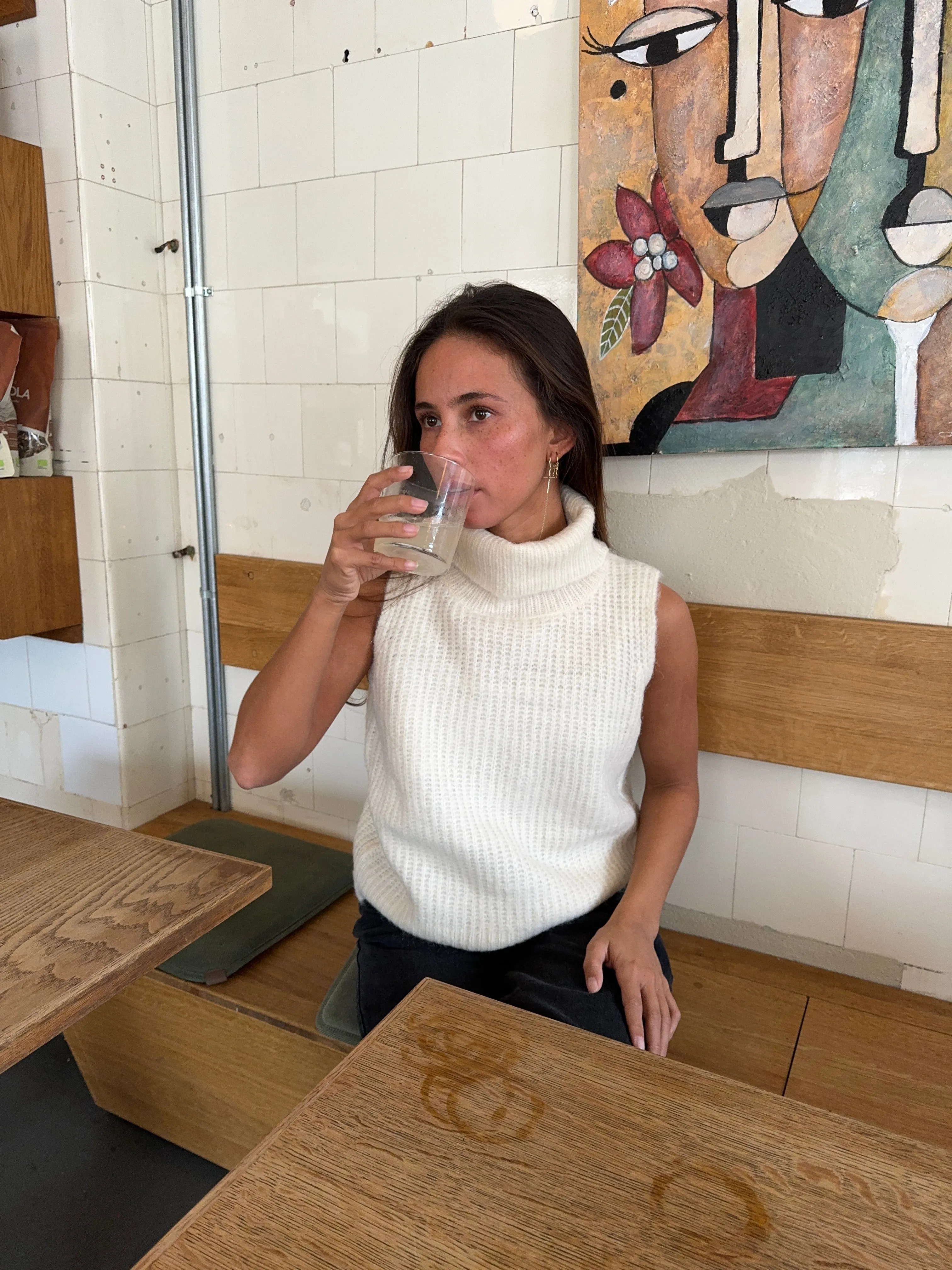 Thalia knitted turtleneck vest - Off-white