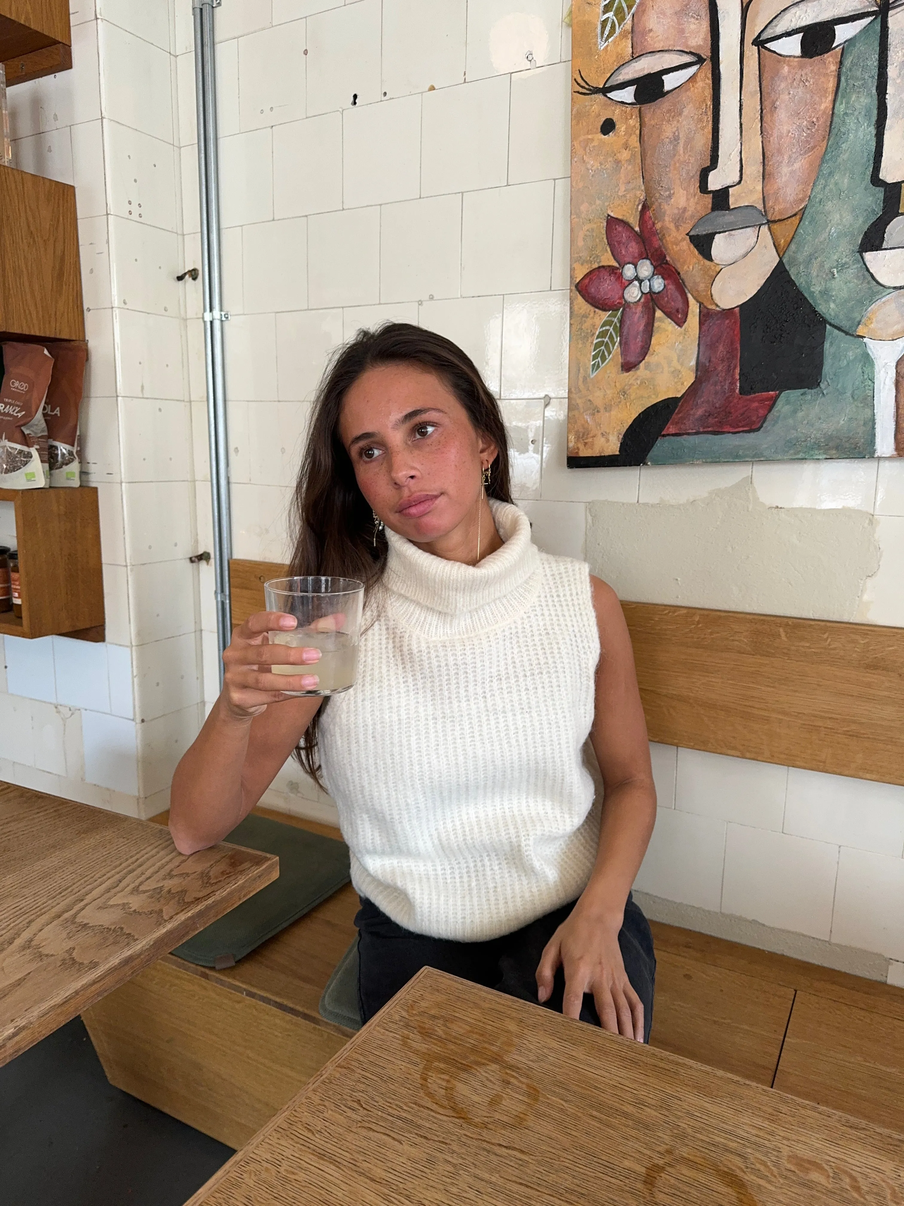 Thalia knitted turtleneck vest - Off-white