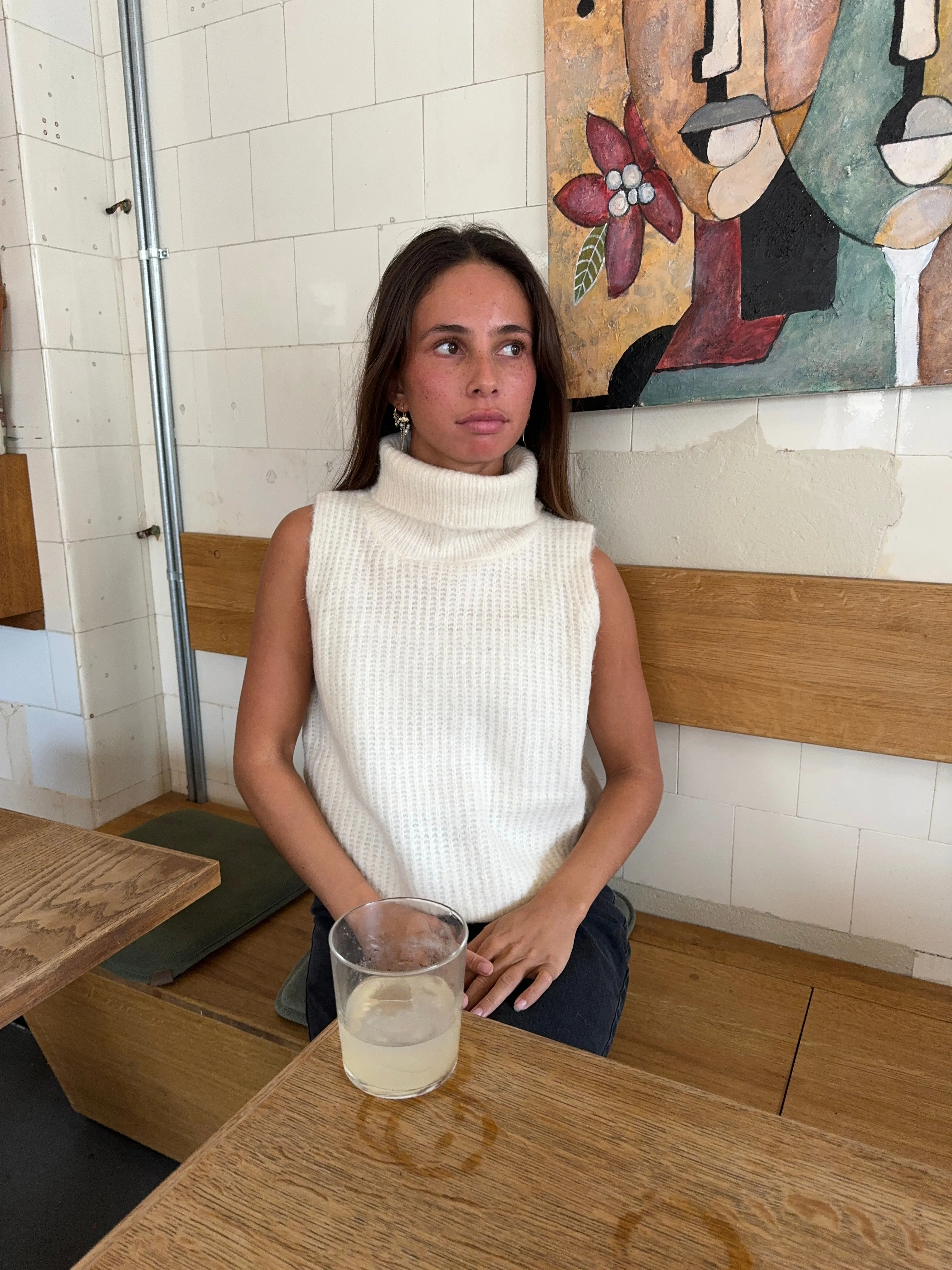Thalia knitted turtleneck vest - Off-white