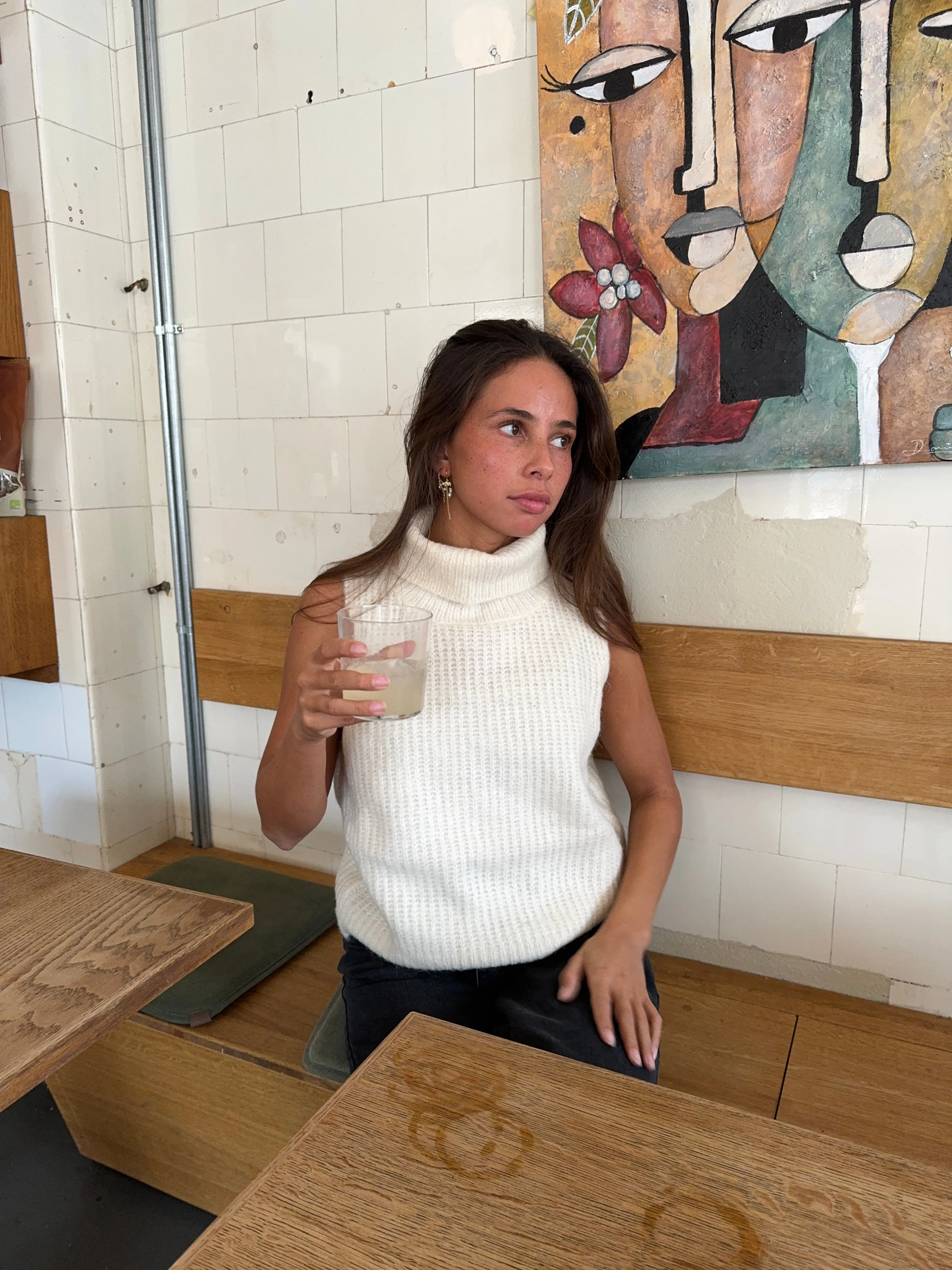 Thalia knitted turtleneck vest - Off-white