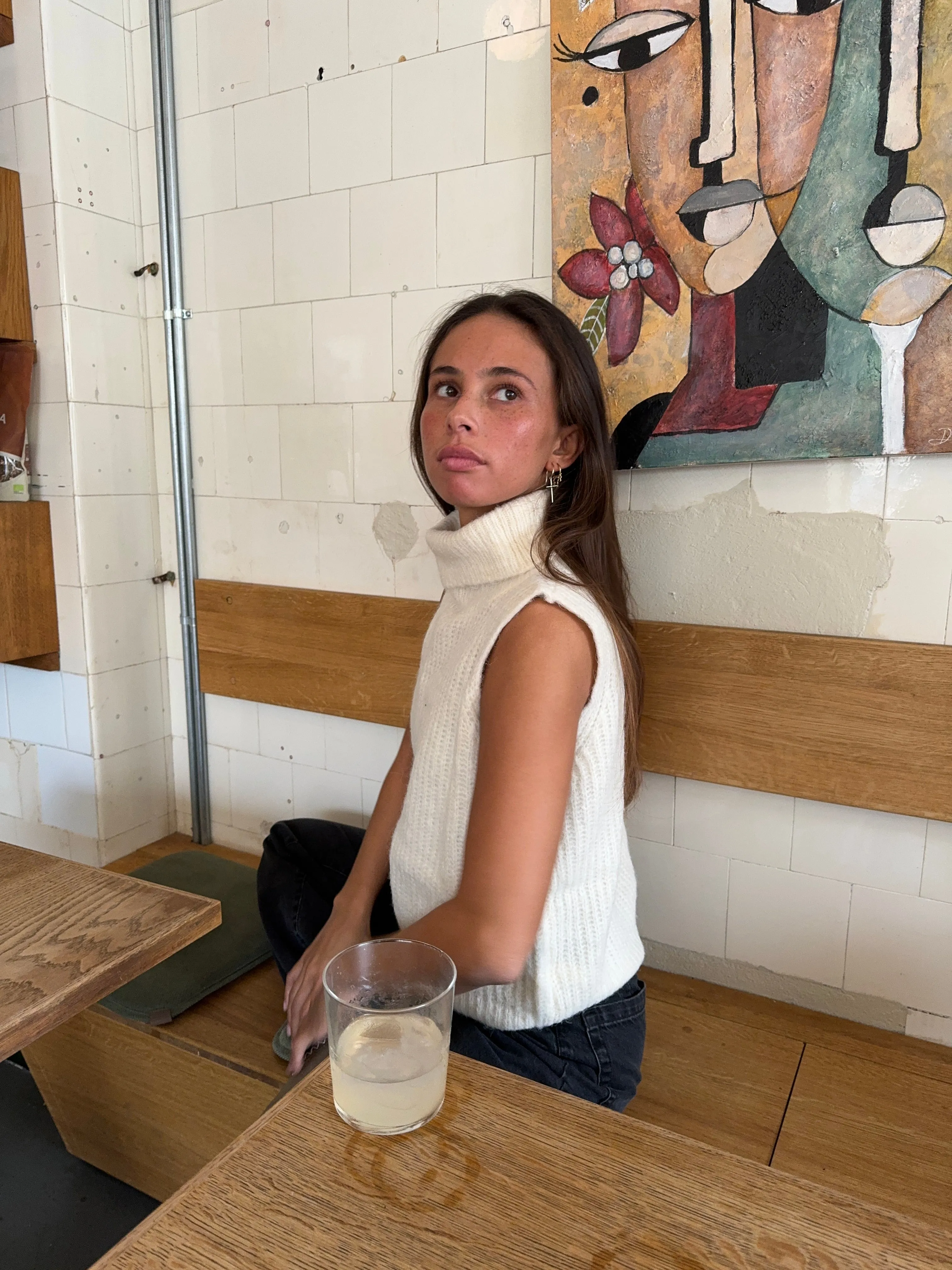 Thalia knitted turtleneck vest - Off-white