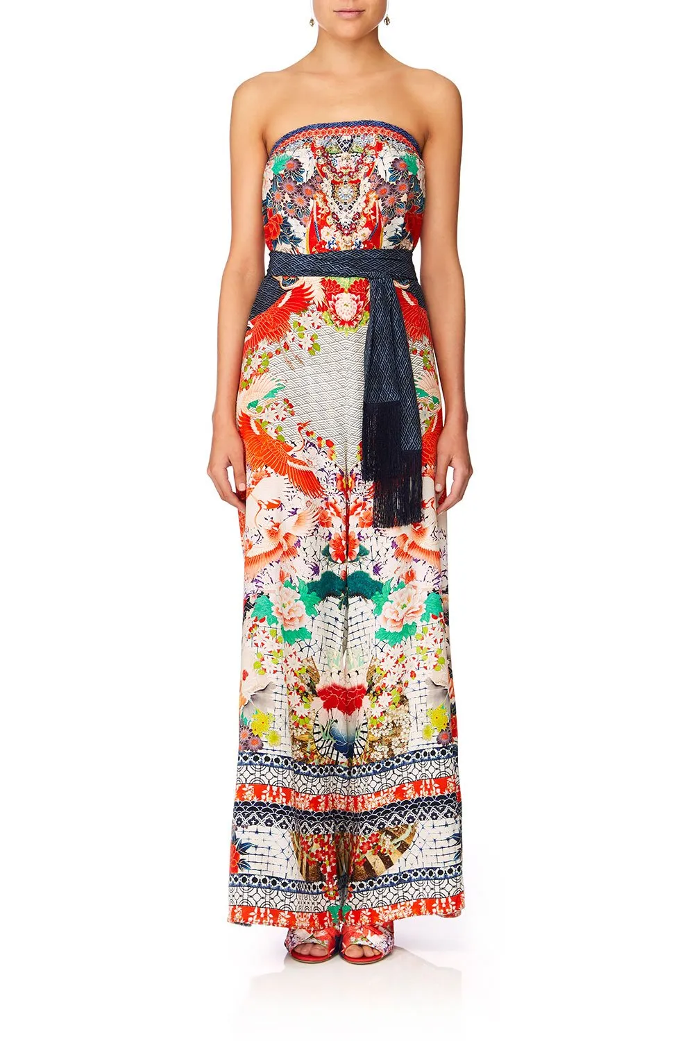 TIE WAIST STRAPLESS JUMPSUIT GEISHA GIRL