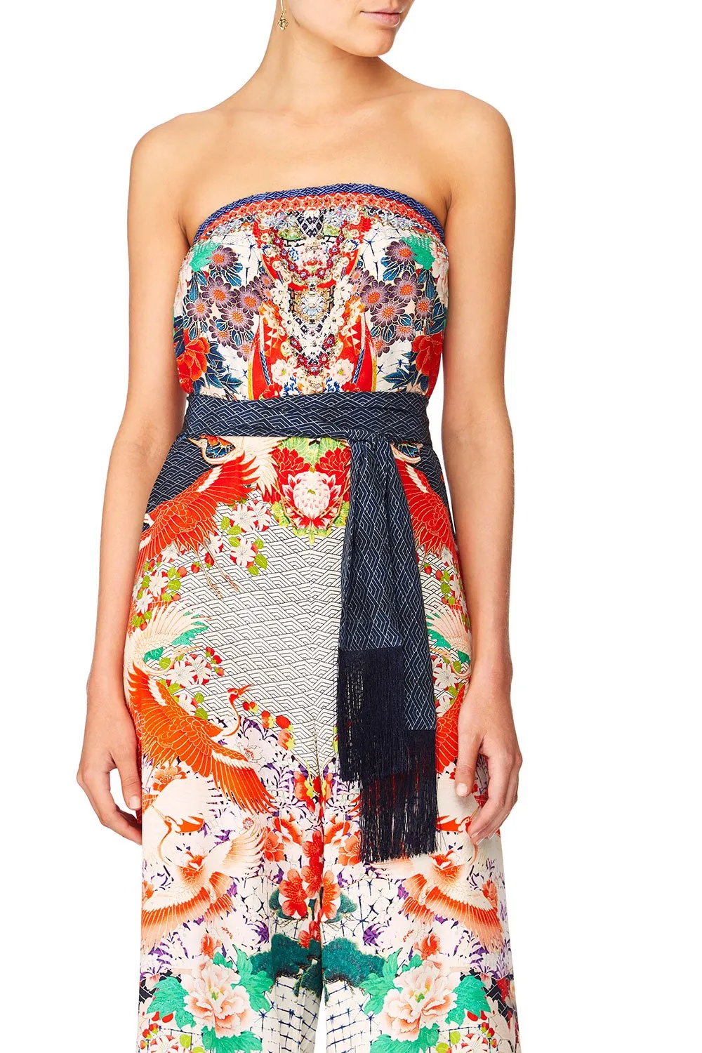TIE WAIST STRAPLESS JUMPSUIT GEISHA GIRL