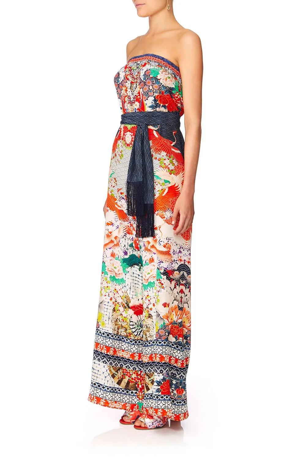 TIE WAIST STRAPLESS JUMPSUIT GEISHA GIRL