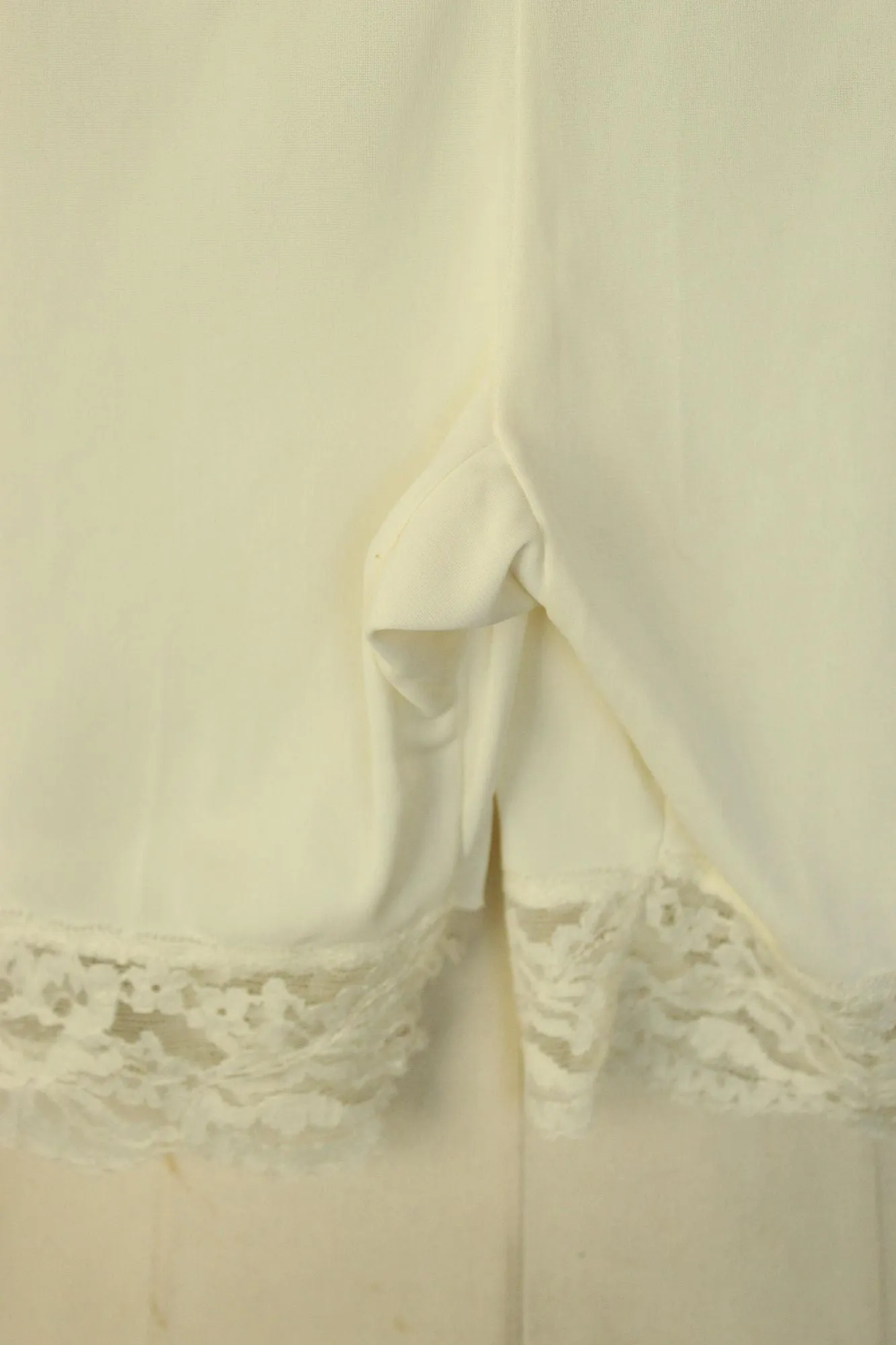 Vintage 1960s 1970s Deena Ivory Nylon Panty Slip with Lace Trim