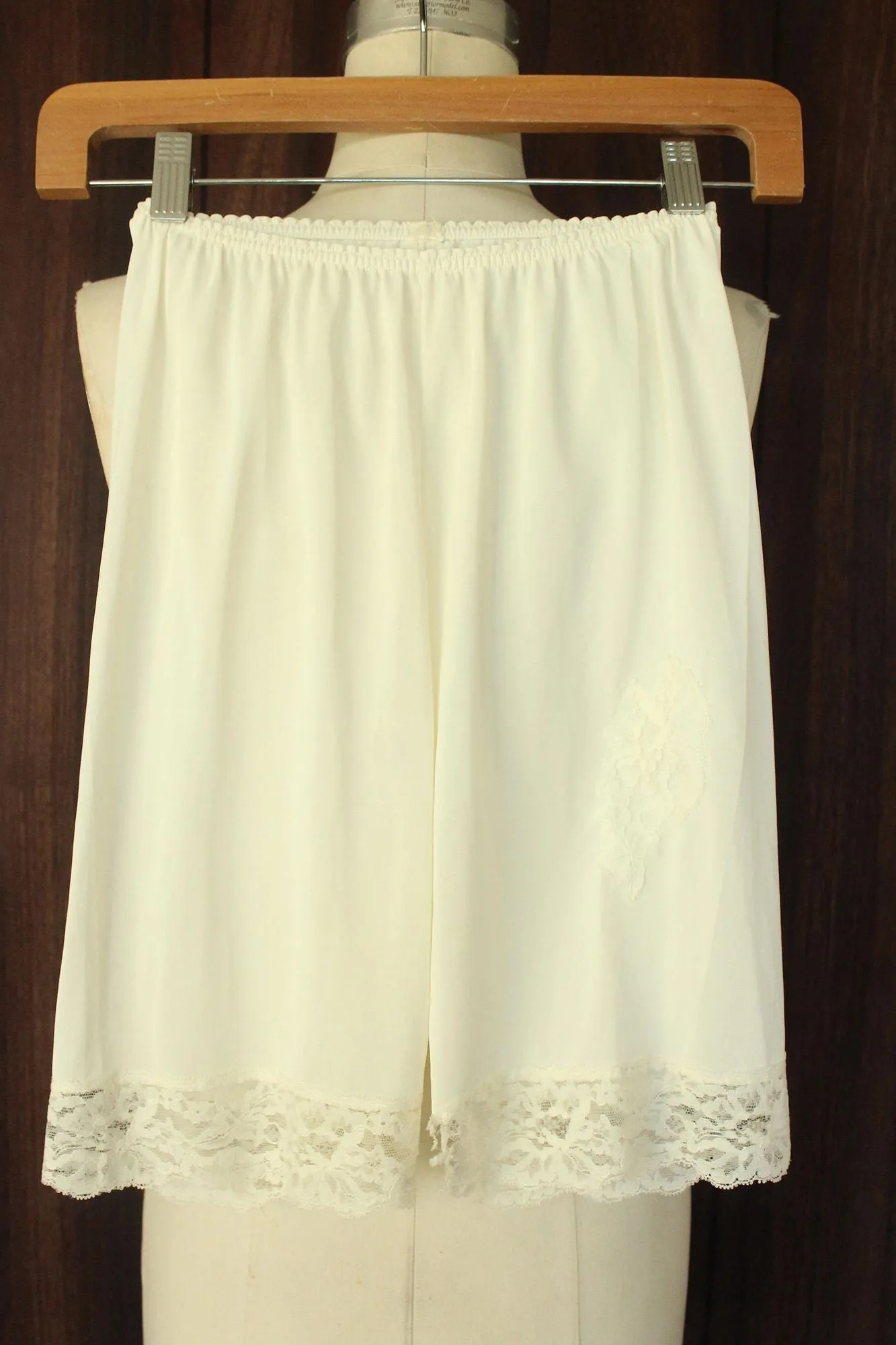 Vintage 1960s 1970s Deena Ivory Nylon Panty Slip with Lace Trim