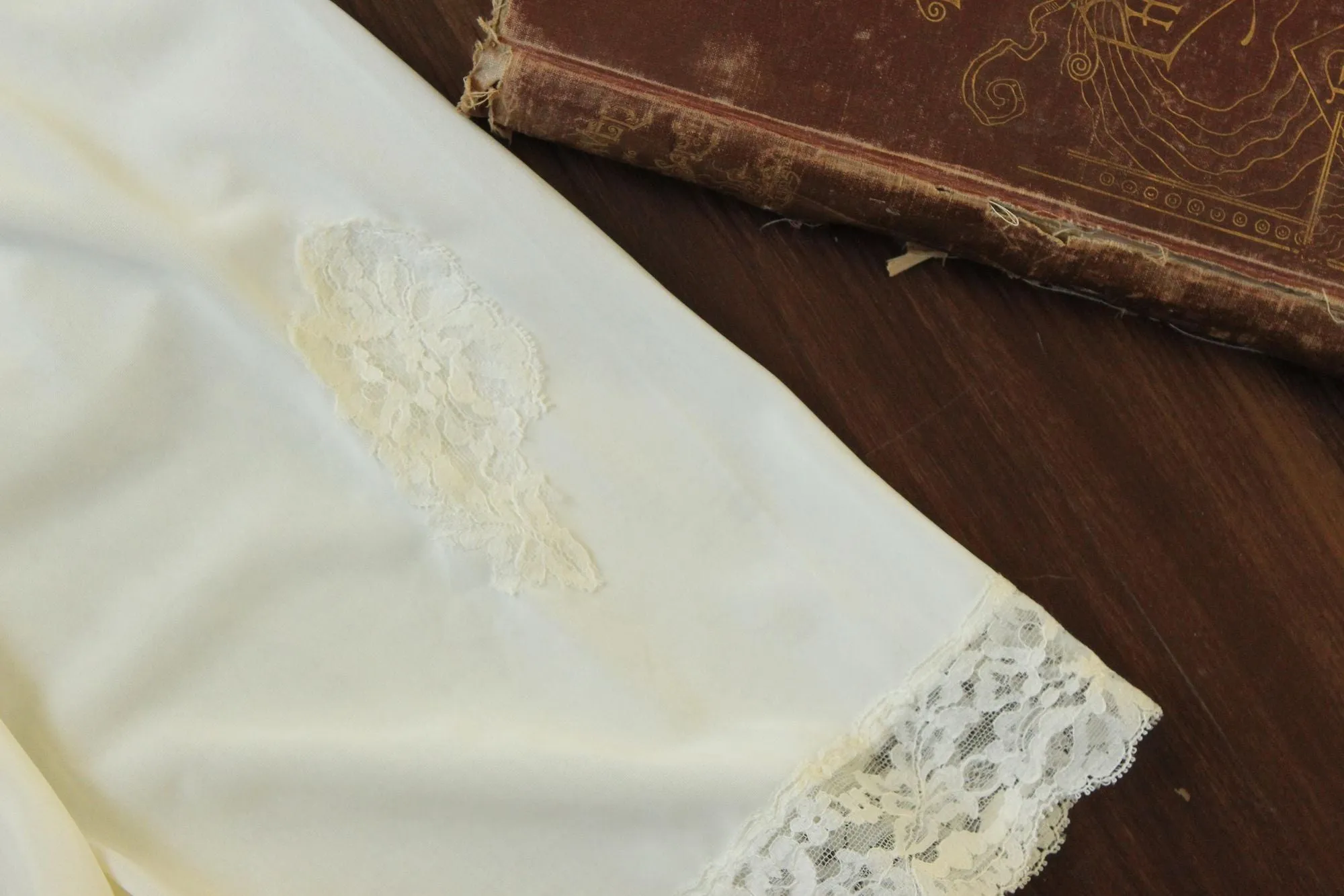 Vintage 1960s 1970s Deena Ivory Nylon Panty Slip with Lace Trim