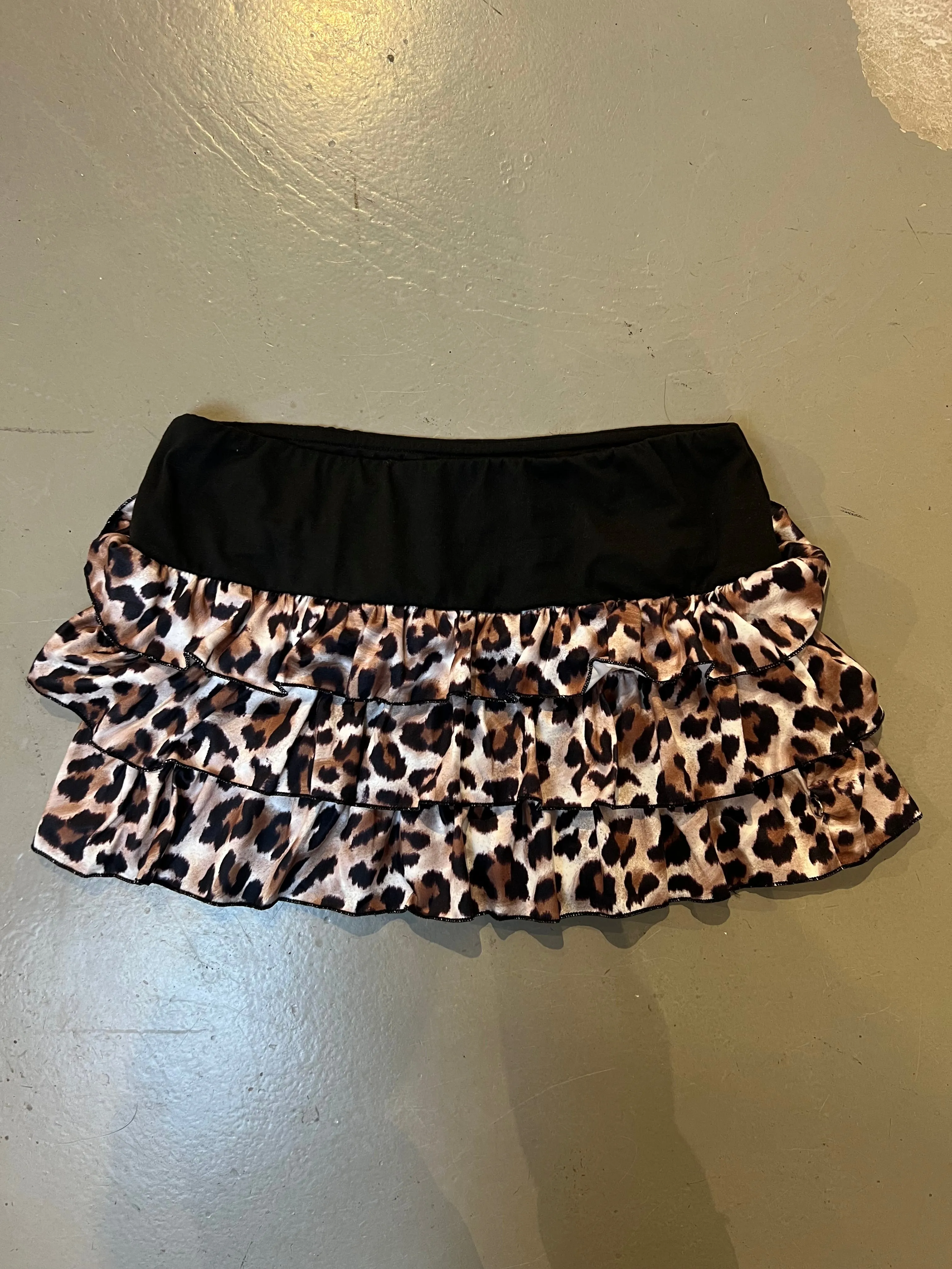 Vintage Layered Leo Print Mini Skirt XS