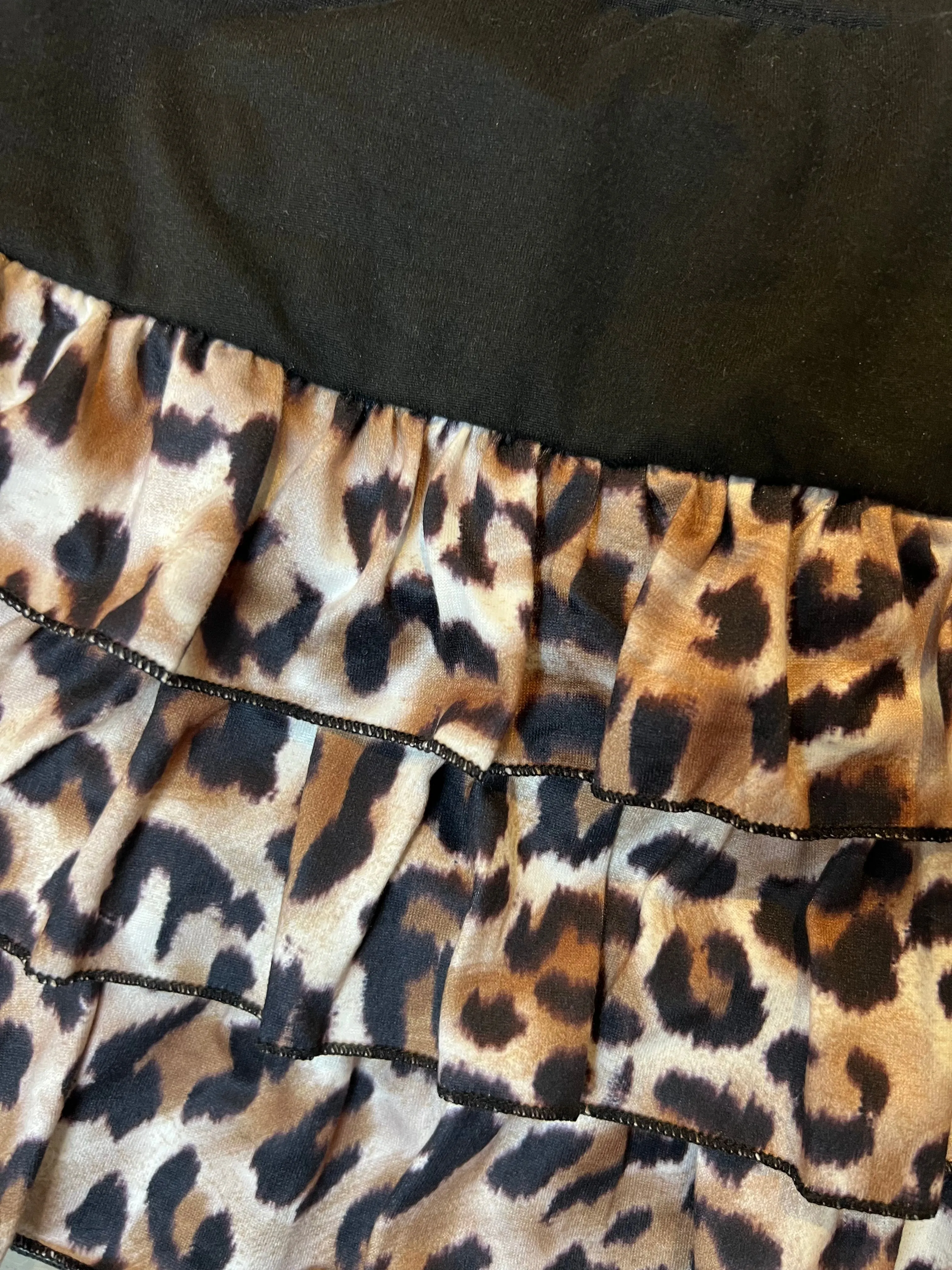 Vintage Layered Leo Print Mini Skirt XS