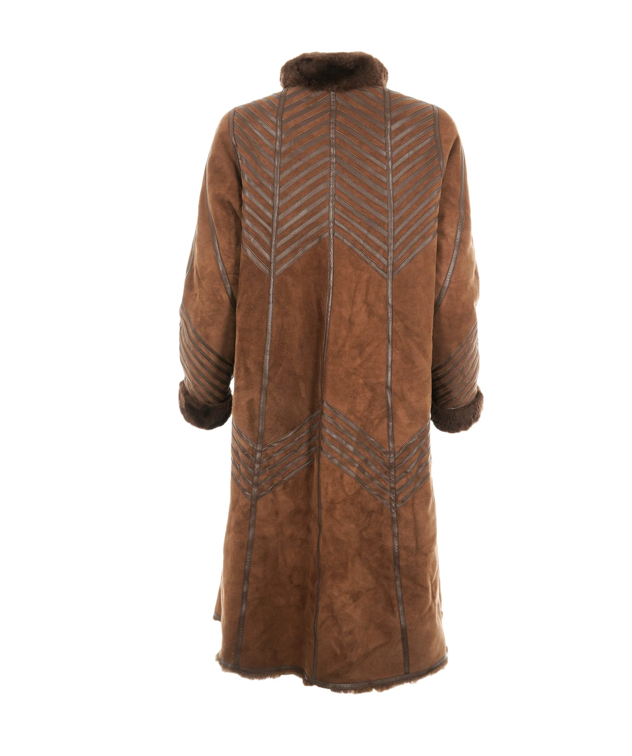 Vintage shearling brown long jacket  ABC1020