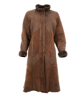 Vintage shearling brown long jacket  ABC1020