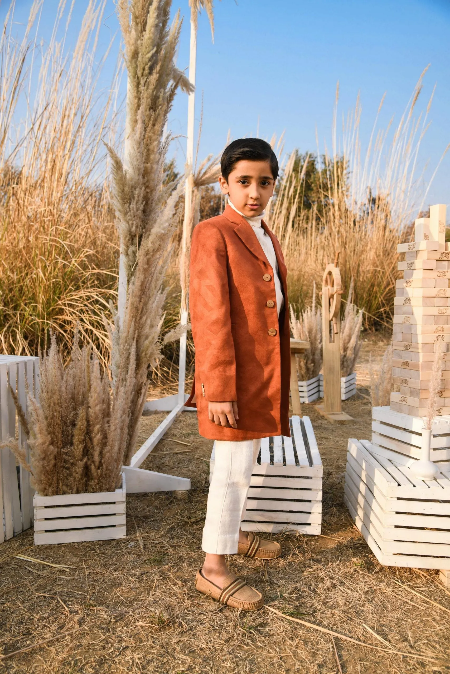 Wolf Whistle- Long Suit Trench Coat For Boys