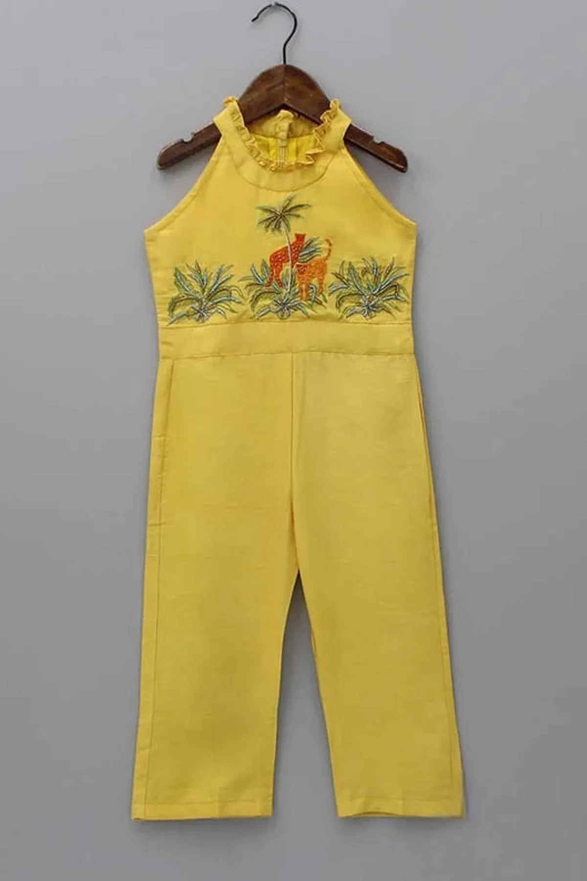 Yellow Hand Embroidered Jumpsuit