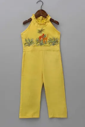 Yellow Hand Embroidered Jumpsuit